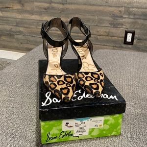 Same Edelman Calf Hide Leopard Pumps